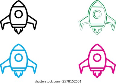 Simple cartoon rockets, colorful spacecraft designs, minimalist space shuttles, geometric rocket outlines, playful spaceship illustrations, retro-futuristic vehicle sketches, vibrant doodle-style spac