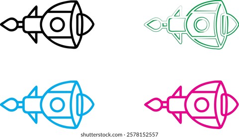 Simple cartoon rockets, colorful spacecraft designs, minimalist space shuttles, geometric rocket outlines, playful spaceship illustrations, retro-futuristic vehicle sketches, vibrant doodle-style spac