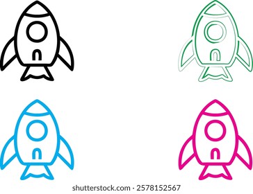 Simple cartoon rockets, colorful spacecraft designs, minimalist space shuttles, geometric rocket outlines, playful spaceship illustrations, retro-futuristic vehicle sketches, vibrant doodle-style spac