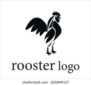 simple cartoon rooster, chicken head logo design inspiration