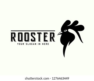 simple cartoon rooster head, chicken head logo design inspiration