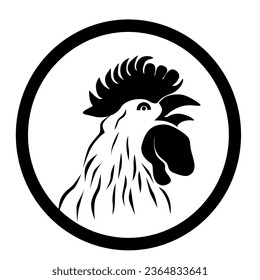simple cartoon rooster head, chicken head logo design inspiration vector