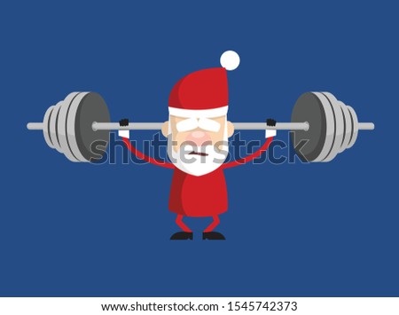 Simple Cartoon Santa - Doing Weight Lifting