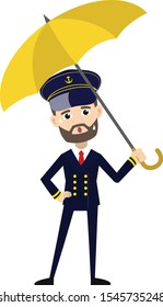 Simple Cartoon Santa - Standing with Umbrella
