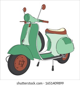 Simple cartoon of scooter very suitable for vintage community, restaurant workshop with retro style or automotive hobby