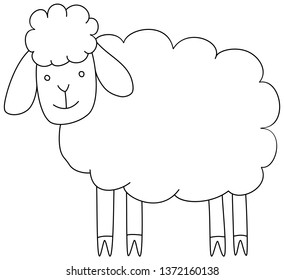 Simple Cartoon Sheep Coloring Book Page Stock Vector (Royalty Free ...