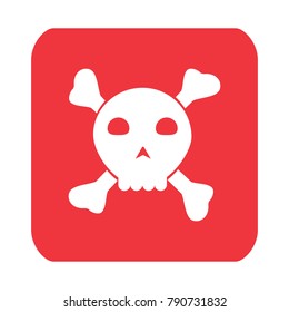 Simple cartoon skull and crossbones icon. classic "Jolly Roger" pirate flag. Sign, aletrt - stock vector