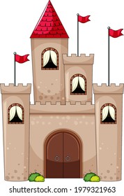 Estilo de caricatura simple de castillo aislado en ilustración de fondo blanco