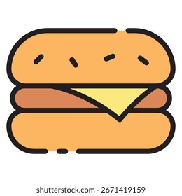Einfache Cartoon Style Double Cheeseburger Illustration