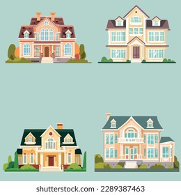 estilo de caricatura simple ilustración vectorial de la casa delantera moderna