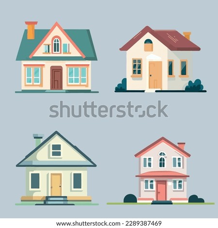 simple cartoon style modern front side house vector illustration