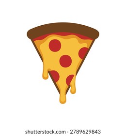 Simple cartoon style slice of pepperoni pizza with melted cheese and a clean isolated look