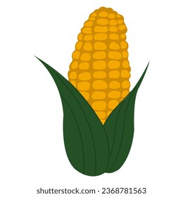 Simple cartoon style yellow corn. Golden maize harvest concept.