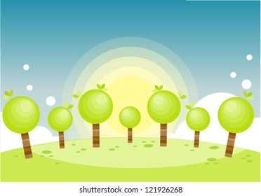simple cartoon summer landscape