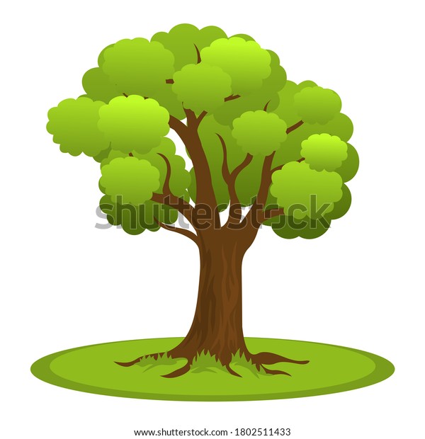 Simple Cartoon Summer Tree Flat Crown Stock Vector (Royalty Free ...