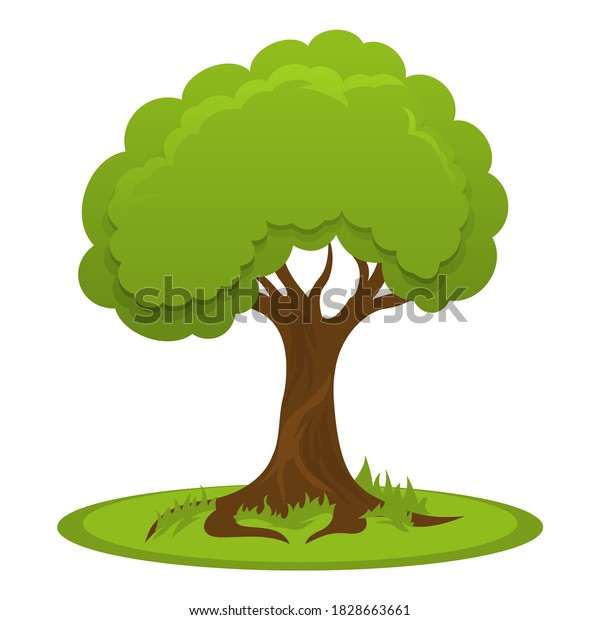 Simple Cartoon Summer Tree Flat Crown Stock Vector (Royalty Free ...