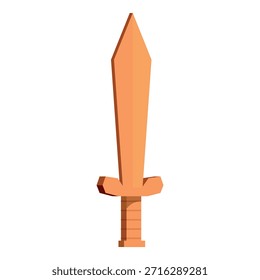 Simple cartoon sword standing upright, isolated on white background