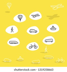 simple cartoon symbols of means of transport