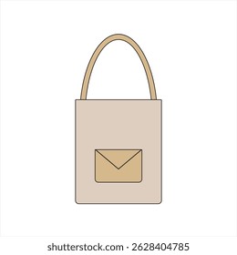 Simple cartoon of tote bag with doodle art style