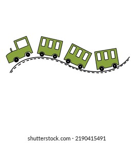SImple Cartoon Train, steam train and coal train