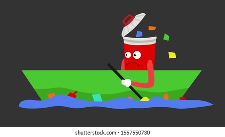 simple cartoon trash can design vector illustration