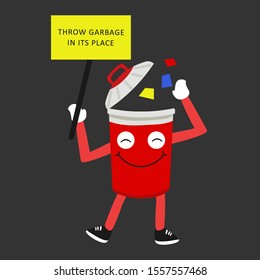 simple cartoon trash can design vector illustration