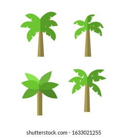 Simple Cartoon Tree Set, flat design 