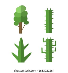 Simple Cartoon Tree Set, flat design 