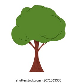 Simple cartoon tree vector illustration isolated on a white background.