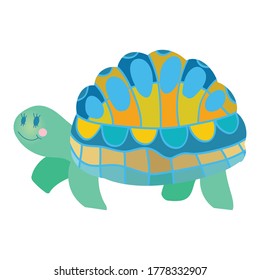 Simple cartoon turtle for kids, vector