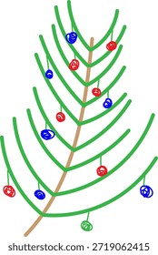 Simple Vector de dibujos animados dibujado a mano árbol de Navidad