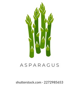 Simple Cartoon Vector Illustration Logo of Green Asparagus Bunch