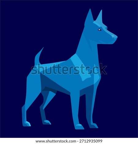 Simple cartoon vector illustration of a polygonal dog, polygon art for print