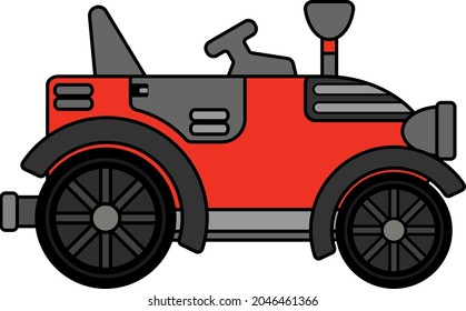 ilustración simple del vector de dibujos animados del vehículo tractor