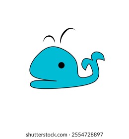Simple Cartoon Whale Icon Vector