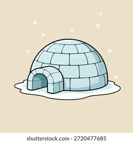 Ilustração simples de Igloo de inverno de desenhos animados 