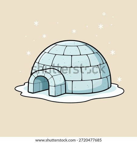 Simple Cartoon Winter Igloo Illustration 