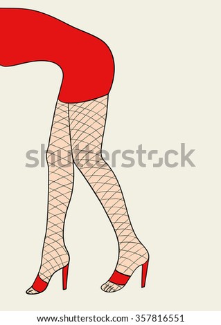 Download Simple Cartoon Woman Legs Fishnet Stocking Stock Vector ...