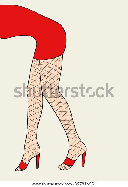 Download Simple Cartoon Woman Legs Fishnet Stocking Stock Vector (Royalty Free) 357816551