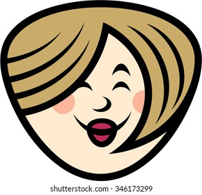 Simple cartoon of woman's happy face 