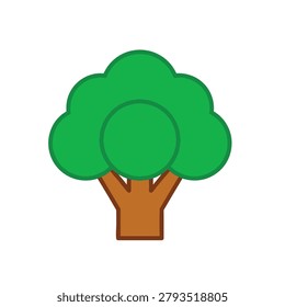 A simple, cartoonish illustration of a green tree with a rounded canopy and a brown trunk, presented as a clean icon.