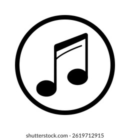 Un simple icono de nota musical caricaturesca en un círculo.