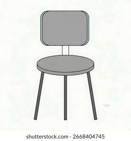 Un dibujo simple de estilo de dibujos animados de una silla gris claro con cuatro patas y un respaldo cuadrado.