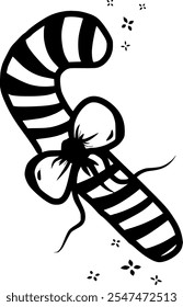 A simple, cartoon-style illustration of a candy cane