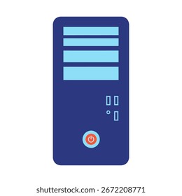 Ilustração simples, em estilo cartoon, de uma torre de computador.