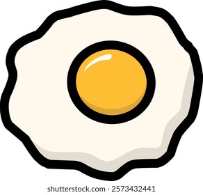 A simple, cartoon-style illustration of a fried egg with a sunny-side up yolk.