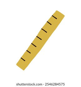 A simple, cartoon-style illustration of a yellow ruler on a white background, emphasizing measurement and geometry concepts in a playful design