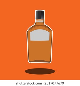 A simple cartoon-style vector icon of a bottle, featuring a minimal and clean design. Ideal for use in product packaging, beverages, or health-related graphics. Perfect for microstock platforms