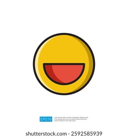 simple cartoon-style yellow smiley face with a wide, open mouth, expressing joy or laughter. It serves as a fun graphic element for various designs. Artificial Intelligence Icon