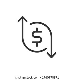 Simple cashback line icon. Premium symbol in stroke style. Design of cashback icon. Vector illustration.